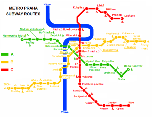 trasy metra mapa Metro Praha trasy metra mapa